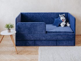 Диван-кровать Happy (синий) в Чике - chik.mebel-nsk.ru | фото