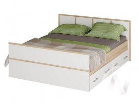 Двуспальная кровать 1,4м Сакура (дуб сонома/белый) в Чике - chik.mebel-nsk.ru | фото