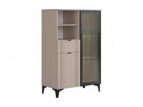 Комод 2 со стеклом Рич (кашемир/фрапучино матовый/черный) в Чике - chik.mebel-nsk.ru | фото