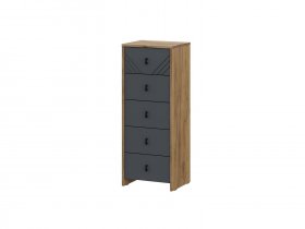 Комод 5ящ. Байкал (дуб крафт золотой/графит) в Чике - chik.mebel-nsk.ru | фото