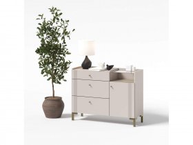 Комод с ящиками и створкой КМ1 Одетта (дуб эндгрей/меланж) в Чике - chik.mebel-nsk.ru | фото