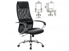 Кресло офисное BRABIX PREMIUM Stalker EX-608 CH, хром, ткань-сетка/кожзам, черное в Чике - chik.mebel-nsk.ru | фото