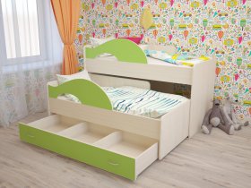 Кровать детская двухуровневая Радуга 80*160 в Чике - chik.mebel-nsk.ru | фото
