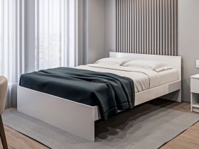 Кровать двуспальная 1,6м Бруклин СБ-3354 (белый) в Чике - chik.mebel-nsk.ru | фото
