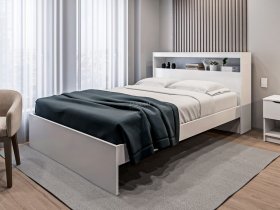 Кровать двуспальная 1,6м Бруклин СБ-3356 (белый) в Чике - chik.mebel-nsk.ru | фото