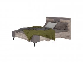 Кровать двуспальная 1,6м КР-19 Кассандра (дуб смоки/MF14) в Чике - chik.mebel-nsk.ru | фото