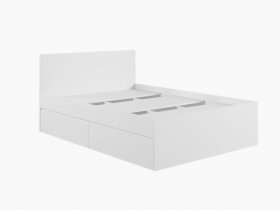 Кровать двуспальная с ящиками 1,4м Мадера-М1400 (белый) в Чике - chik.mebel-nsk.ru | фото