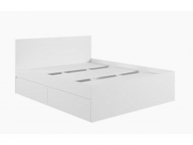 Кровать двуспальная с ящиками 1,6м Мадера-М1600 (белый) в Чике - chik.mebel-nsk.ru | фото
