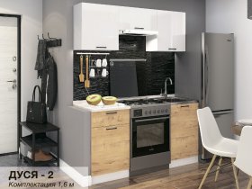 Кухонный гарнитур Дуся 1,6 м (белый глянец/дуб бунратти) в Чике - chik.mebel-nsk.ru | фото