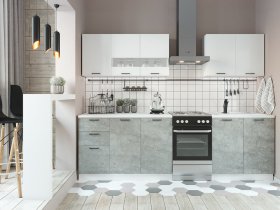 Кухонный гарнитур Дуся 2,0 м (белый глянец/цемент) в Чике - chik.mebel-nsk.ru | фото