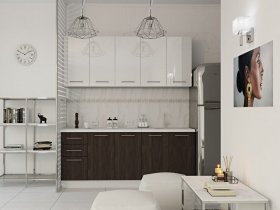 Кухонный гарнитур МДФ Выгодно и точка 2,0 м (белый глянец/ироко) в Чике - chik.mebel-nsk.ru | фото