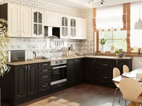 Модульная кухня Классика-1 (дуб выбеленный/венге) в Чике - chik.mebel-nsk.ru | фото