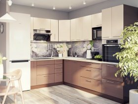 Модульная кухня Классика (ваниль/шоколад) в Чике - chik.mebel-nsk.ru | фото