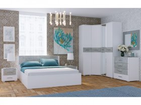 Модульная спальня Бьянка (белый/бетон) в Чике - chik.mebel-nsk.ru | фото