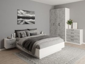 Модульная спальня Гамма (белый/цемент) в Чике - chik.mebel-nsk.ru | фото