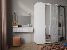 Модульная спальня Ливерпуль (белый/бетон светлый) в Чике - chik.mebel-nsk.ru | фото