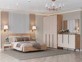 Модульная спальня Сицилия (дуб альпийский/тефия) в Чике - chik.mebel-nsk.ru | фото