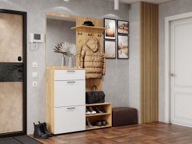 Прихожая Монтана (дуб крафт золотой/белый) в Чике - chik.mebel-nsk.ru | фото