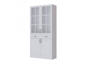 Шкаф-витрина Апполия гостиная (белый/белый дуб) в Чике - chik.mebel-nsk.ru | фото