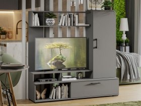 Стенка «Сиена» (графит серый) в Чике - chik.mebel-nsk.ru | фото