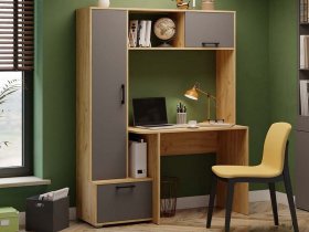 Стол письменный тип 15 (дуб крафт золотой/графит серый) в Чике - chik.mebel-nsk.ru | фото