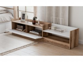 Тумба под ТВ Брауни (дуб делано/белый) в Чике - chik.mebel-nsk.ru | фото