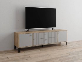 Тумба под ТВ Парус-10 (дуб крафт серый/серый) в Чике - chik.mebel-nsk.ru | фото