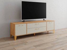 Тумба под ТВ Парус-13 (дуб крафт золотой/кашемир) в Чике - chik.mebel-nsk.ru | фото