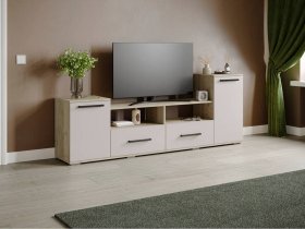 Тумба под ТВ Парус-2 (дуб крафт серый/кашемир) в Чике - chik.mebel-nsk.ru | фото