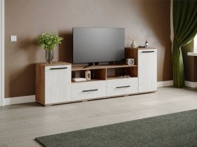 Тумба под ТВ Парус-2 (дуб крафт табачный/дуб крафт белый) в Чике - chik.mebel-nsk.ru | фото